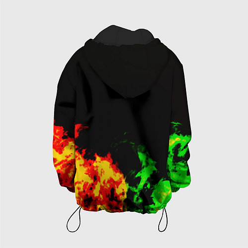 Детская куртка Амонг ас огненная текстура / 3D-Черный – фото 2