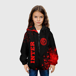 Куртка с капюшоном детская Inter - red gradient вертикально, цвет: 3D-черный — фото 2