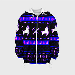 Куртка с капюшоном детская Fortnite neon pattern, цвет: 3D-белый