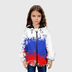 Куртка с капюшоном детская Флаг России в виде хаотичных пятен, цвет: 3D-черный — фото 2