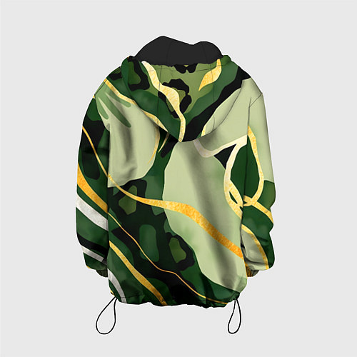 Детская куртка Зеленый природный паттерн / 3D-Черный – фото 2