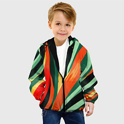 Куртка с капюшоном детская Тропическая жаркая абстракция, цвет: 3D-черный — фото 2