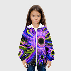 Куртка с капюшоном детская Абстрактный неоновый космос - чёрная дыра, цвет: 3D-белый — фото 2