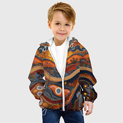 Куртка с капюшоном детская Горы и холмы в виде узоров, цвет: 3D-белый — фото 2