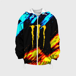 Куртка с капюшоном детская Monster energy текстура огненная, цвет: 3D-белый