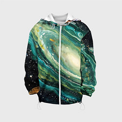 Куртка с капюшоном детская Зеленая вселенная, цвет: 3D-белый