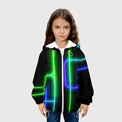 Куртка с капюшоном детская Color blue black green stripe, цвет: 3D-белый — фото 2