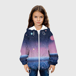 Куртка с капюшоном детская Закат с блестками - текстура, цвет: 3D-белый — фото 2