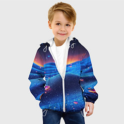 Куртка с капюшоном детская Синяя дюна - текстура, цвет: 3D-белый — фото 2