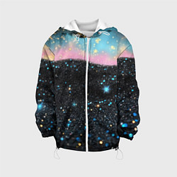 Куртка с капюшоном детская Блестящая текстура на черном, цвет: 3D-белый