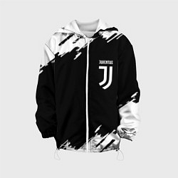 Куртка с капюшоном детская Juventus краски штрихи, цвет: 3D-белый