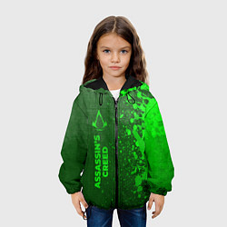 Куртка с капюшоном детская Assassins Creed - green gradient по-вертикали, цвет: 3D-черный — фото 2
