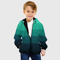 Куртка с капюшоном детская Бирюзовый градиент полосами, цвет: 3D-черный — фото 2