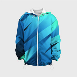 Куртка с капюшоном детская Сине-голубой абстрактные полосы, цвет: 3D-белый