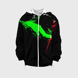 Куртка с капюшоном детская Color black green red, цвет: 3D-белый
