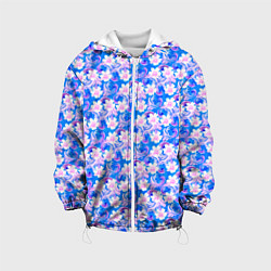 Детская куртка Нежный голубой с розовыми цветами паттерн
