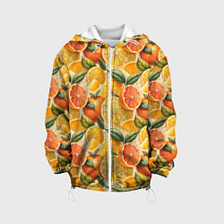 Куртка с капюшоном детская Апельсиновый фреш сочные дольки, цвет: 3D-белый
