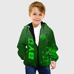 Куртка с капюшоном детская BYD - green gradient вертикально, цвет: 3D-черный — фото 2