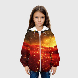 Куртка с капюшоном детская Красно-желтая блестящая текстура, цвет: 3D-белый — фото 2