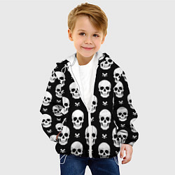 Куртка с капюшоном детская Черепной фон, цвет: 3D-белый — фото 2