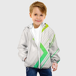 Куртка с капюшоном детская Color white line green, цвет: 3D-белый — фото 2