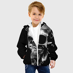 Куртка с капюшоном детская Стилизованный череп, цвет: 3D-белый — фото 2