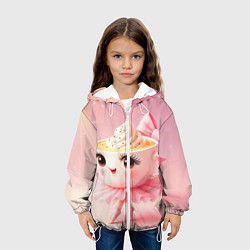 Куртка с капюшоном детская Балерина капучино розовый, цвет: 3D-белый — фото 2
