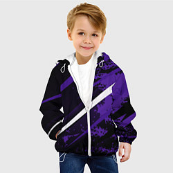 Куртка с капюшоном детская Color black purple line, цвет: 3D-белый — фото 2