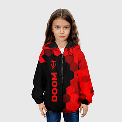 Куртка с капюшоном детская Doom - red gradient по-вертикали, цвет: 3D-черный — фото 2