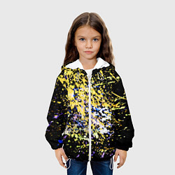 Куртка с капюшоном детская Желто синяя краска на черном, цвет: 3D-белый — фото 2