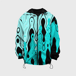 Куртка с капюшоном детская Чёрно-голубой абстракция, цвет: 3D-черный