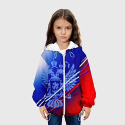 Куртка с капюшоном детская Герб России и градиент бело-сине-красный, цвет: 3D-белый — фото 2