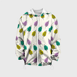 Куртка с капюшоном детская Листья на пятнах, цвет: 3D-белый