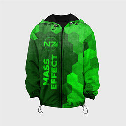 Куртка с капюшоном детская Mass Effect - green gradient по-вертикали, цвет: 3D-черный