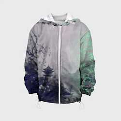 Куртка с капюшоном детская Рыбацкий домик на берегу озера, цвет: 3D-белый