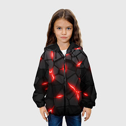 Куртка с капюшоном детская Красная неоновая броня, цвет: 3D-черный — фото 2
