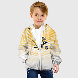 Куртка с капюшоном детская Питтсбург Пингвинз - желтый и белый, цвет: 3D-белый — фото 2