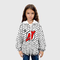 Куртка с капюшоном детская Нью Джерси Девилз - белые соты, цвет: 3D-белый — фото 2