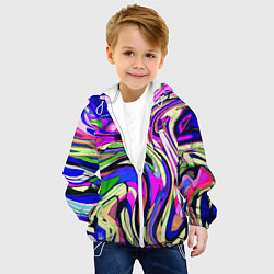 Куртка с капюшоном детская Абстракция пластика синий, цвет: 3D-белый — фото 2