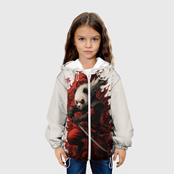 Куртка с капюшоном детская Демоническая панда самурай - нейроарт, цвет: 3D-белый — фото 2