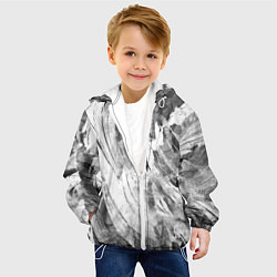 Куртка с капюшоном детская Абстракция - grey and white swirls, цвет: 3D-белый — фото 2