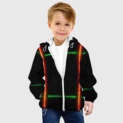 Куртка с капюшоном детская Color green orange lines, цвет: 3D-белый — фото 2