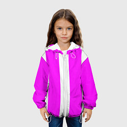 Куртка с капюшоном детская Color white pink line, цвет: 3D-белый — фото 2