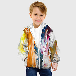 Куртка с капюшоном детская Разноцветные мазки кисти на палитре художника, цвет: 3D-белый — фото 2
