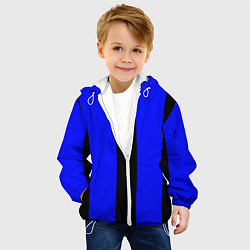 Куртка с капюшоном детская Color blue black stripes, цвет: 3D-белый — фото 2