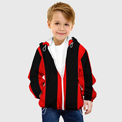 Куртка с капюшоном детская Color black red lines, цвет: 3D-белый — фото 2
