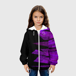 Куртка с капюшоном детская Color purple black stripes, цвет: 3D-белый — фото 2