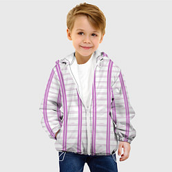 Куртка с капюшоном детская Color white cage pink line, цвет: 3D-белый — фото 2