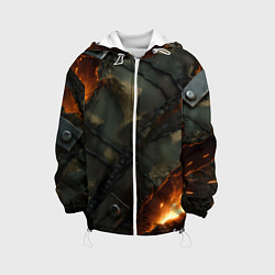 Детская куртка Разорванный камуфляж с огнем