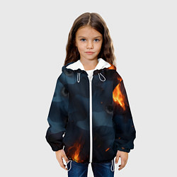 Куртка с капюшоном детская Разорванный синий камуфляж с огнем, цвет: 3D-белый — фото 2